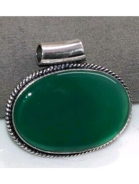 Green Onyx Gemstone Jewelry 925 Sterling Silver Handmade Pendant Necklace